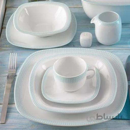 سرویس چینی زرین 6 نفره غذاخوری مون بلان مشکی (27 پارچه) ا Zarin Iran Quattro Name 27 Pieces Porcelain Dinnerware Set