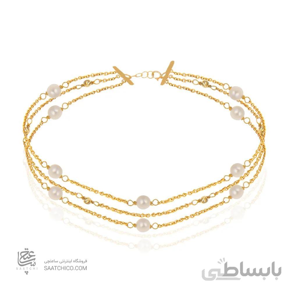 دستبند طلا زنانه با مروارید و گوی البرنادو کد XB720