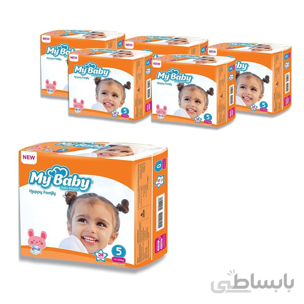 پوشک سری خانواده شاد سایز 5 مای بیبی - بسته 28 عددی ا My Baby Happy Family Baby Diaper - Size 5 Pack of 28