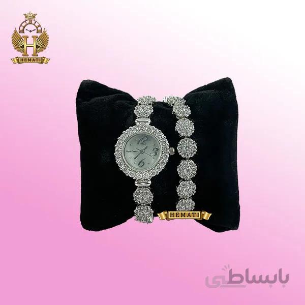 ساعت زنانه رویال کرون Royal Crown 9248 نقره ای (دو دور بند)