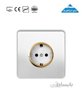 پریز برق ارت دار آسیا (کریستال سفید طلایی)