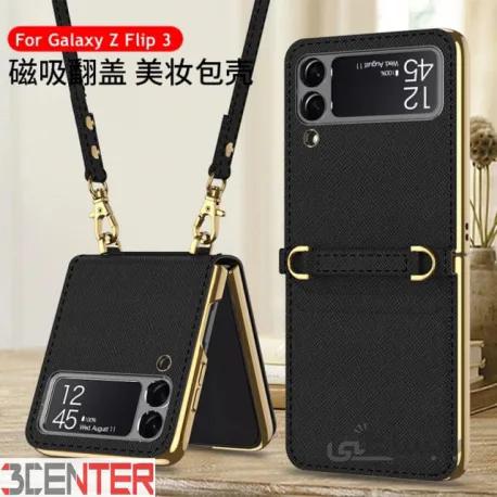 کاور چرم 360 درجه اویزدار اورجینال لاکچری GKK سامسونگ Galaxy Z FLIP 3