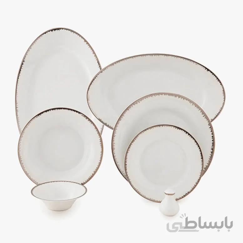 سرویس چینی زرین 6 نفره غذاخوری رویال پلاتینی (35 پارچه) ا Zarin Iran Shahrzad Royal-Platinum 35 Pieces FDC Dinnerware Set