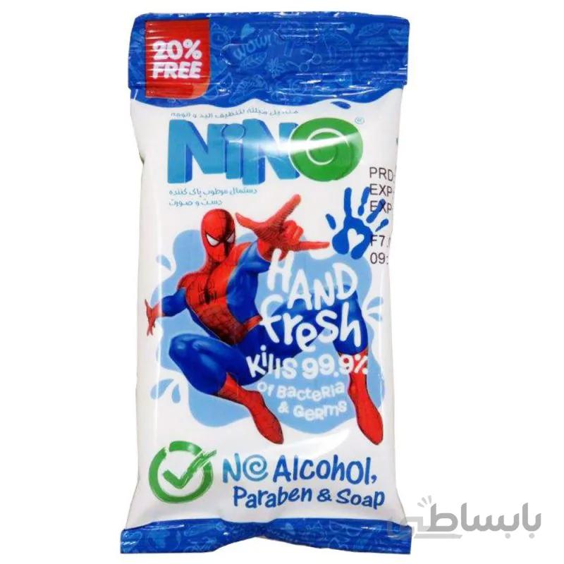 دستمال مرطوب نینو طرح Spider Man بسته 10 عددی