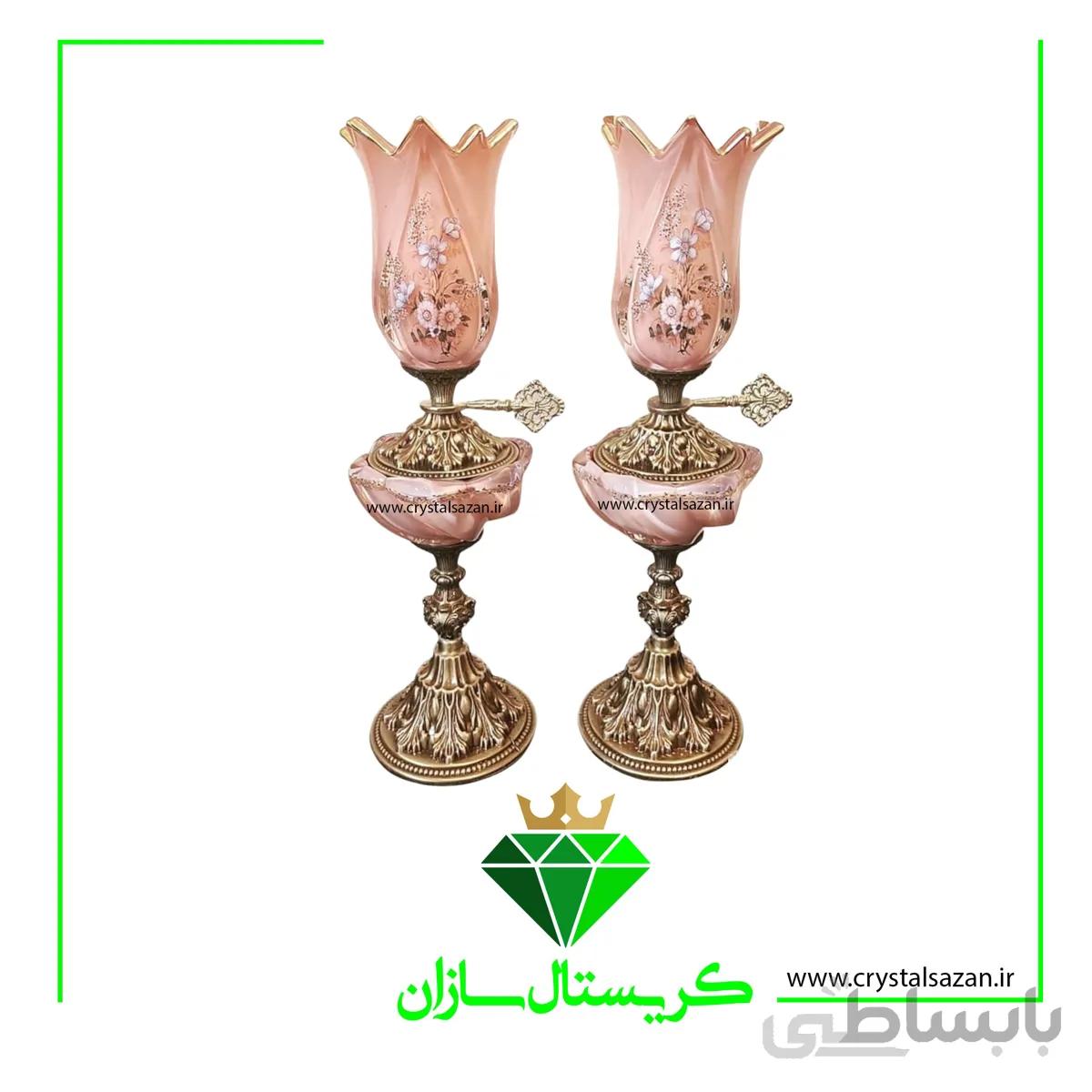 شمعدان لاله کوتاه نفتدان مدل رز رنگ صورتی کد N1279