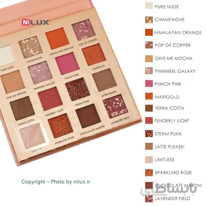 پالت سایه 16 رنگ هدی موجی مدل Nude