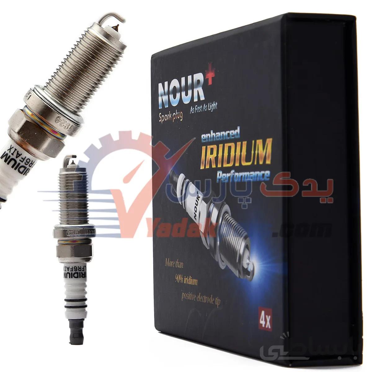 شمع ایریدیم پایه بلند برند نور (بسته۴عددی) ا Spark Plugs NOUR BOSCH NOUR+ LFR6FAIX Iridium IRAN