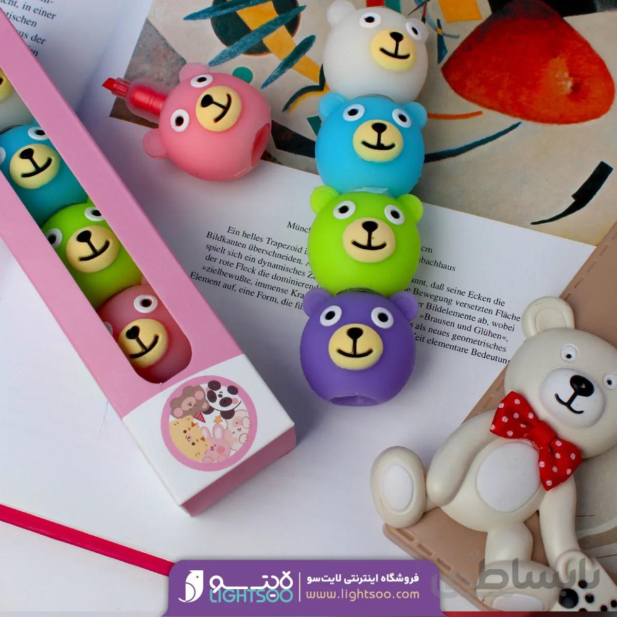 ست هایلایت ۴ رنگ طرح خرس(fluorescent pen)