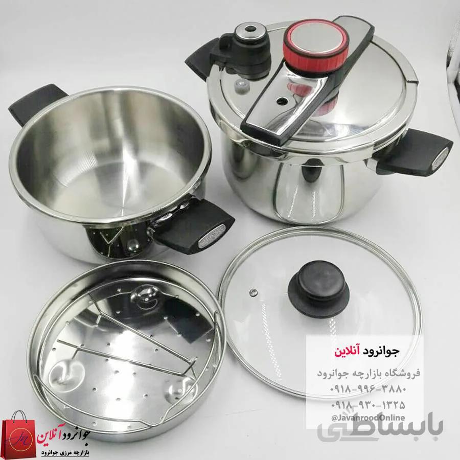 زودپز دوقلو کلیپسی یونیک آلمان 6+4 لیتر مدل DSD ا Pressure Cooker Set Stainless Steel Unique DSD-22 6+4L کد 320272