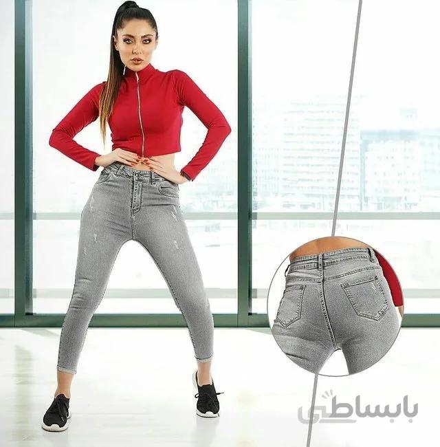 شلوار جین طوسی سوپرکش ترک قد 85 و 90