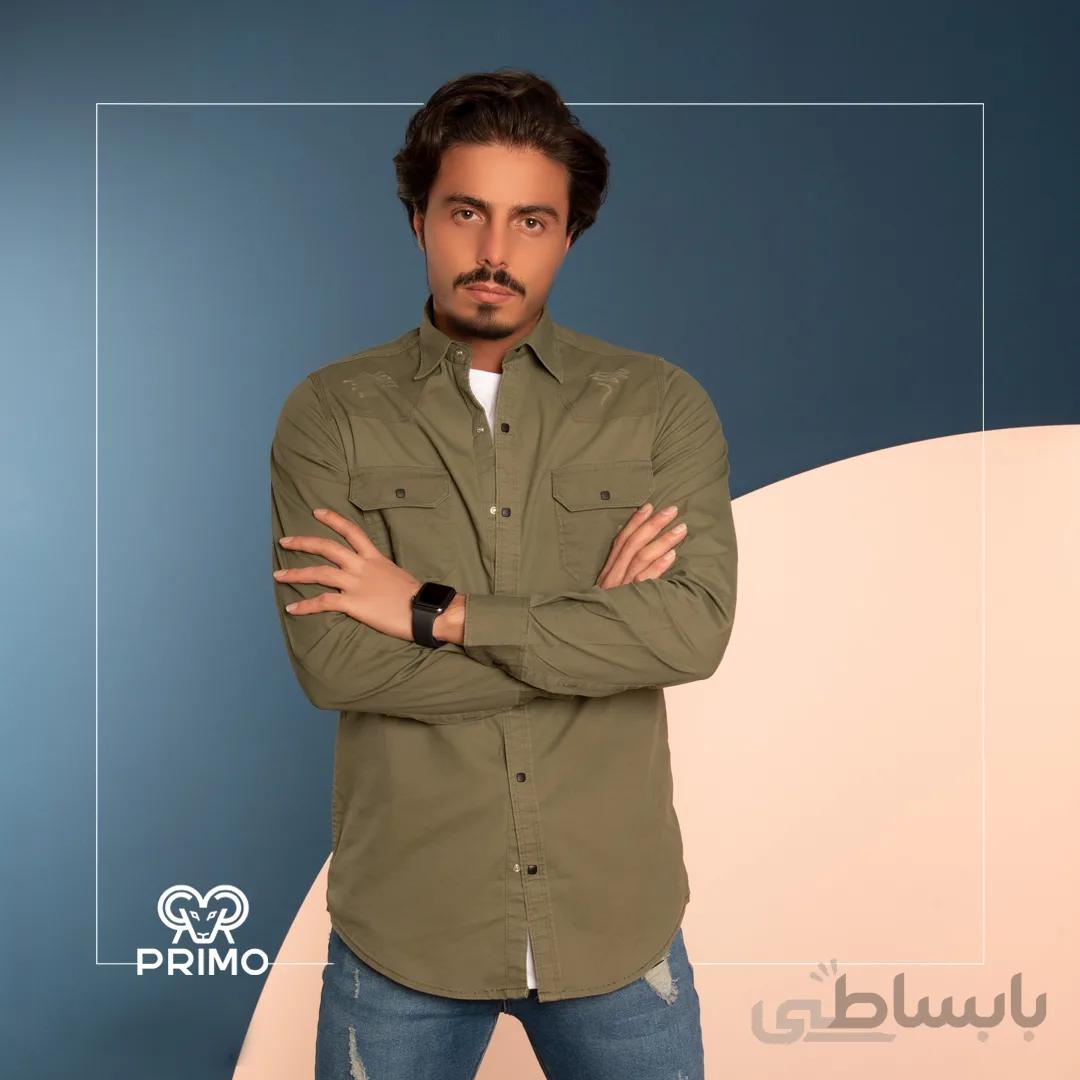 پیراهن کتان مردانه مدل آستین بلند ساده 236403
