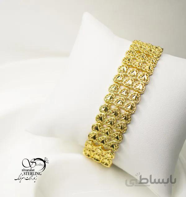 دستبند زنانه طرح طلا قلبی