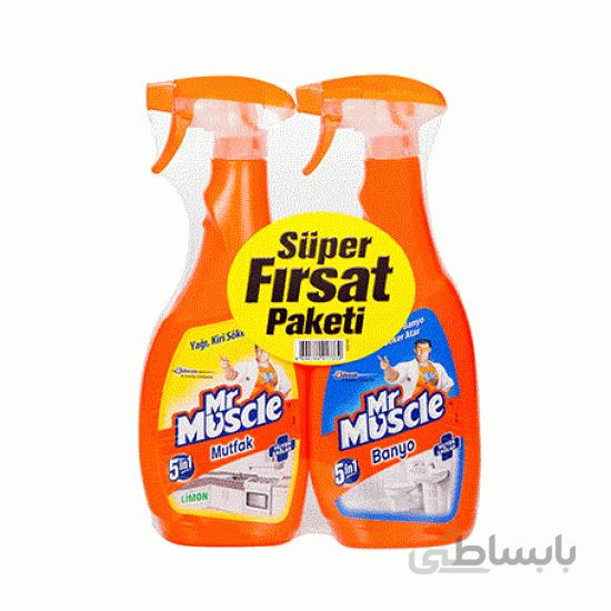 پک دو تایی پاک کننده سرویس بهداشتی و آشپزخانه مستر ماسل Mr Muscle حجم 2*750 میل