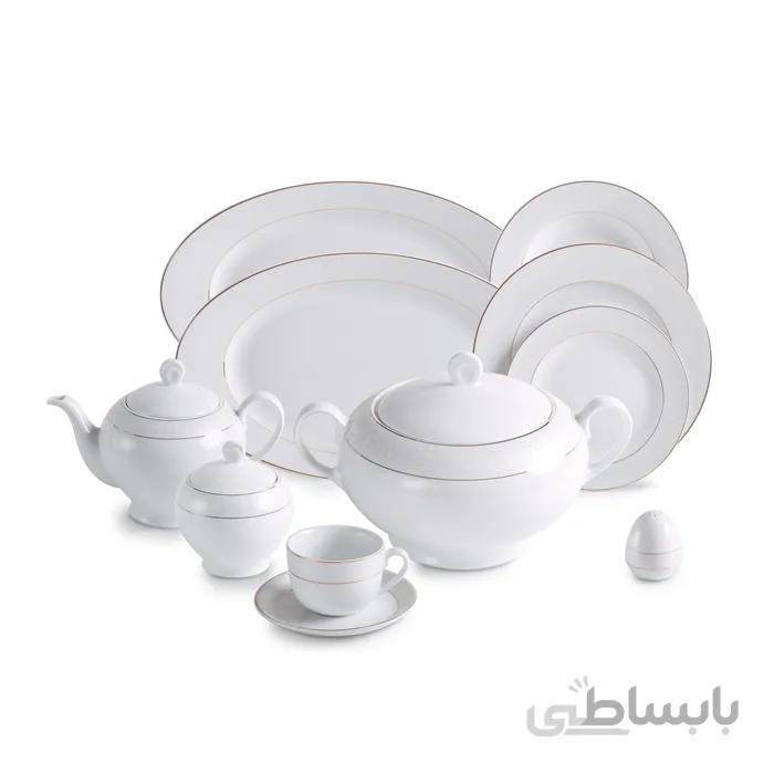 سرویس چینی 102 پارچه چینی زرین سری ایتالیا اف مدل سپید صدف