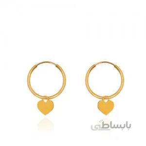 گوشواره حلقه ای طلا با آویز قلب کد LE675