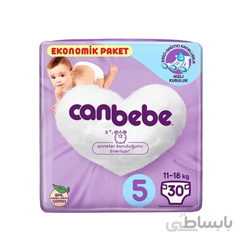 پوشک چسبی جان ببه fast dryness سایز 5 بسته 30 عددی ا Canbebe fast dryness adhesive diapers, size 5, packs of 30 pieces