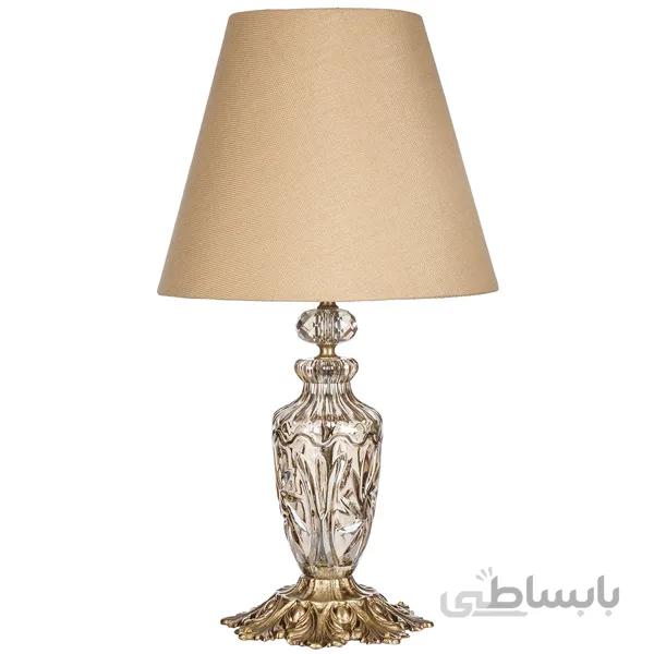 آباژور رومیزی برنزی چشمه نور مدل C2179/1T-A شید کرم