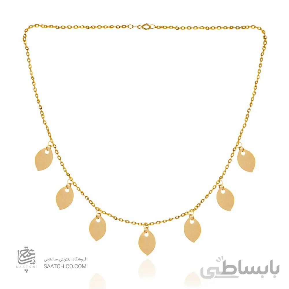 گردنبند طلا زنانه با پولکی طرح اشک کد LN824