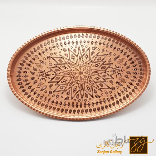 سینی مسی بادامی مسی طرح کرمان سایز متوسط