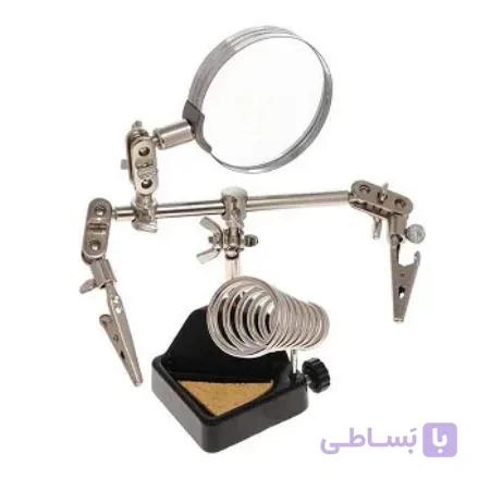 گیره مونتاژ ذره بین دار کوچک به همراه پایه هویه مدل ZH-10G