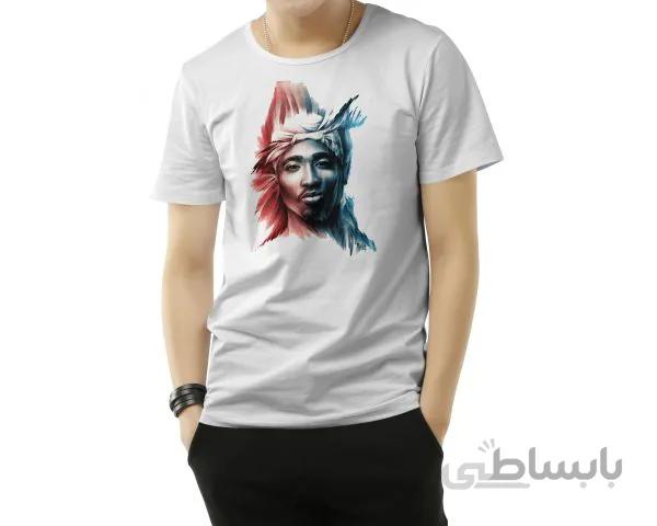 تیشرت سفید طرح 2pac