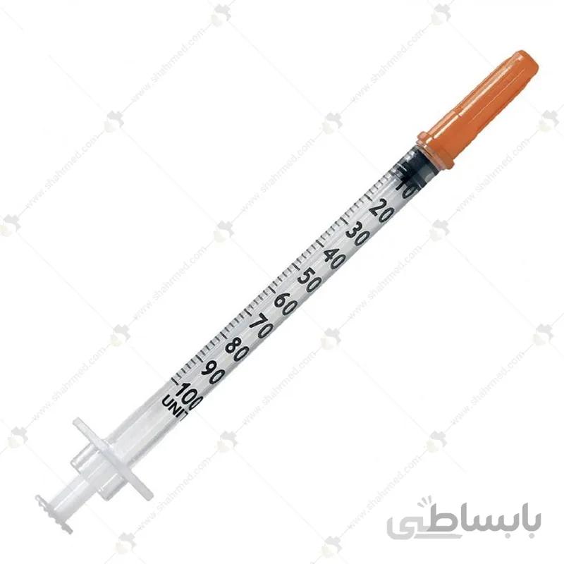 سرنگ یکپارچه انسولین آوا حجم 1 میلیلیتر با سرسوزن گیج 31 و طول 8 میلی متر Ava Insulin Syringe 1 ml