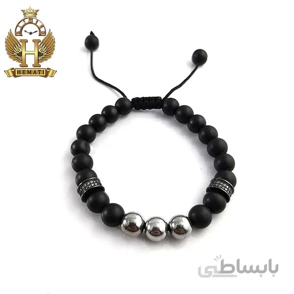 دستبند بافت با سنگ اونیکس DDD1406
