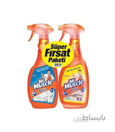 Mr Muscle پک دوتایی اسپری تمیز کننده سرویس بهداشتی و آشپزخانه 5 در 1 مستر ماسل