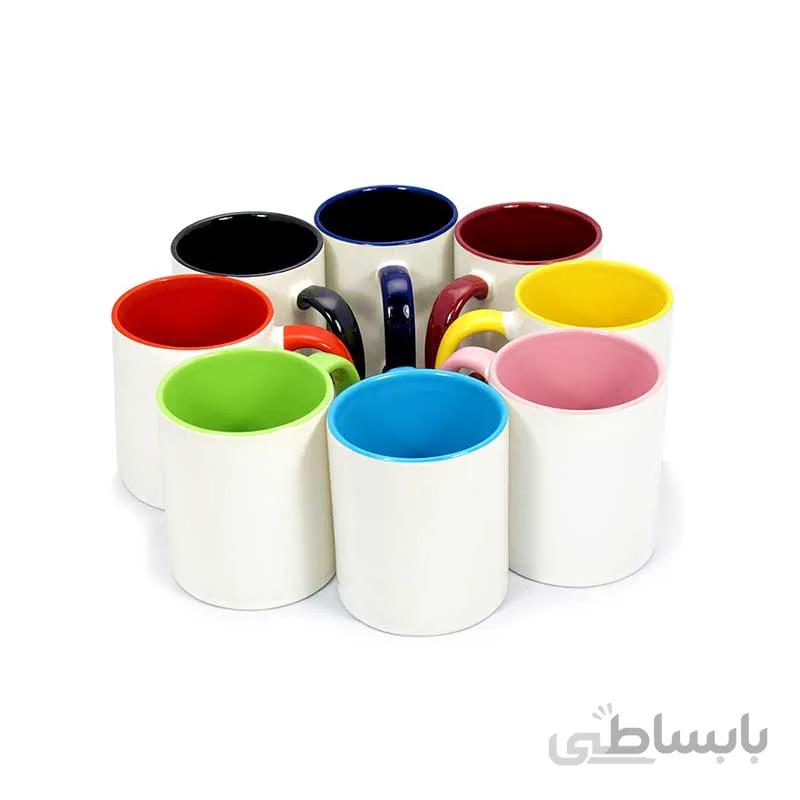 چاپ روی لیوان دسته و داخل رنگی