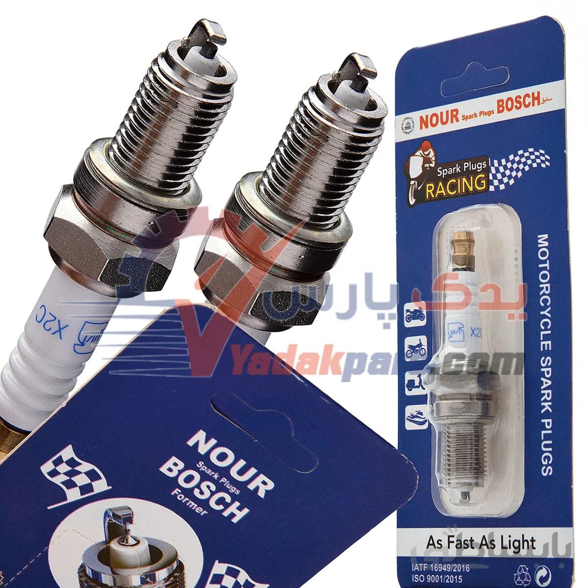 شمع نیکل موتورسیکلت هوندا۱۲۵ برند نور (۱عددی) ا NOUR BOSCH Spark Plugs X2C Motorcycle 125cc IRAN