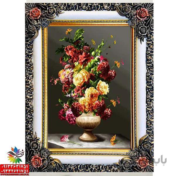 تابلو فرش دست بافت گونه گل وگلدان کد 5115