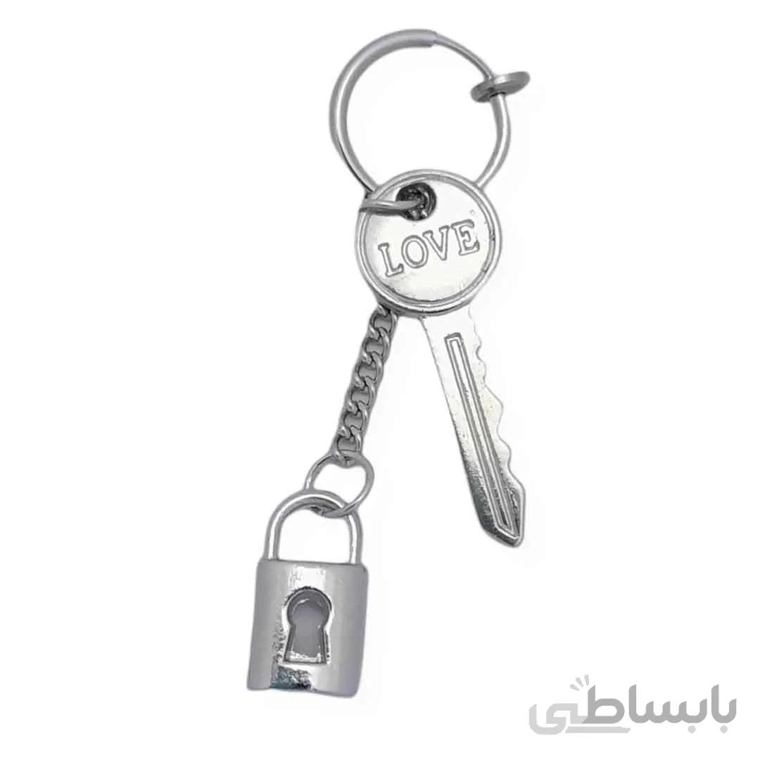 پیرسینگ گوش طرح قفل کلید