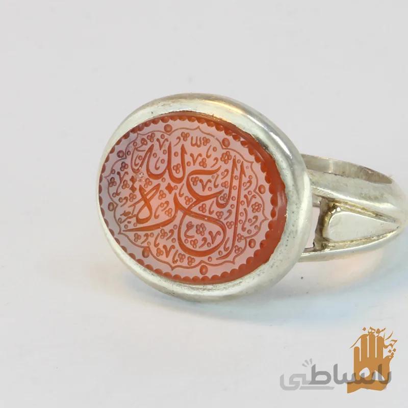 انگشتر پا اردکی نگین عقیق سرخ یمنی