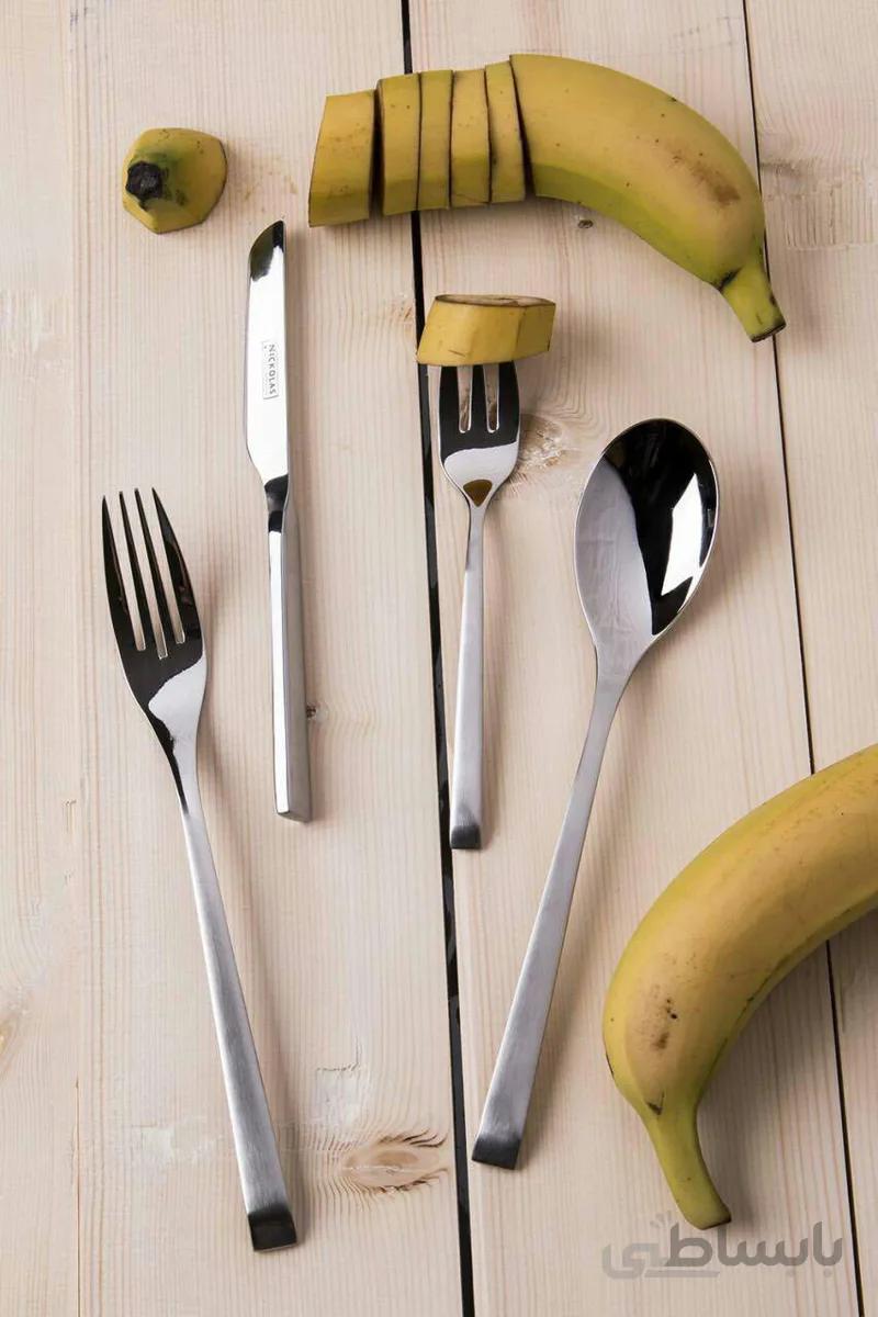 سرویس قاشق و چنگال 24 نفره نقره ای مات برند نیکولاس چاد