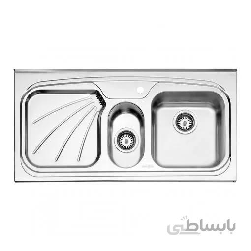 سینک استیل البرز دو لنگه فانتزی 610 روکار عرض 50 راست ا steelalbroz.sink610/50 on