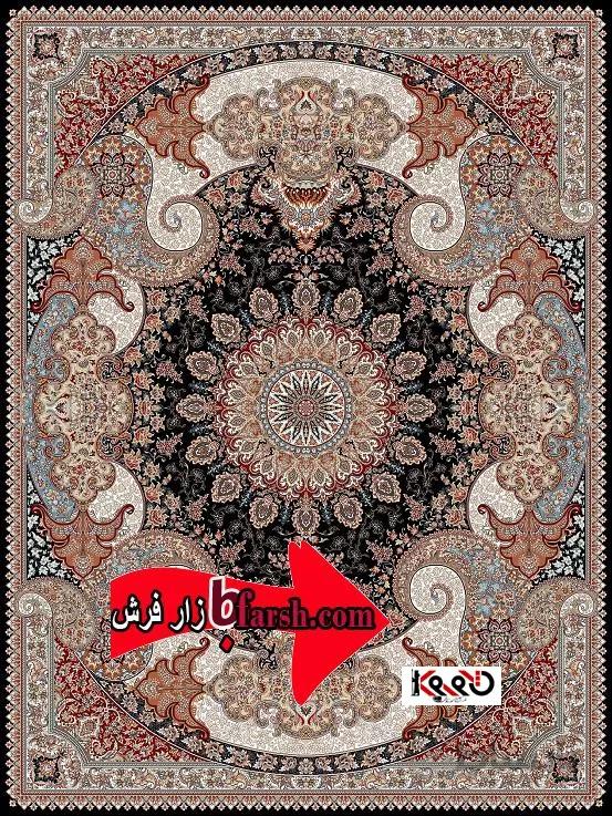 فرش کاشان طرح 700 شانه اتوسا سرمه ای