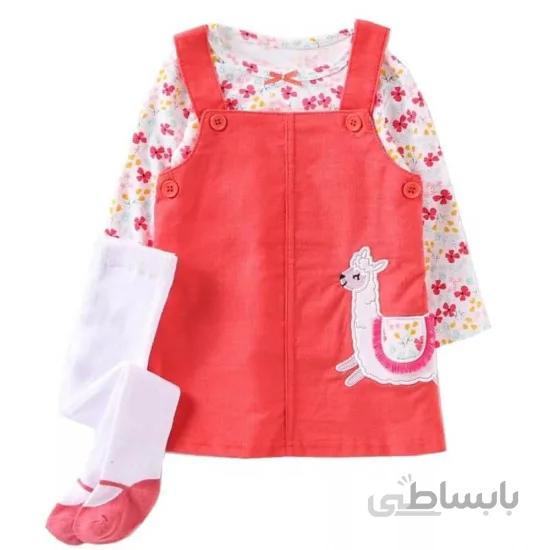 ست سارافون و بلوز و جوراب شلواری طرح لاما کارترز Carters