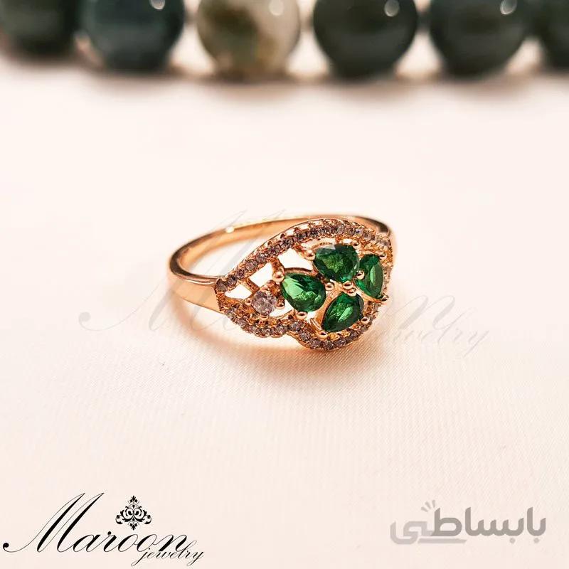 انگشتر برگ زمرد مارون CA145