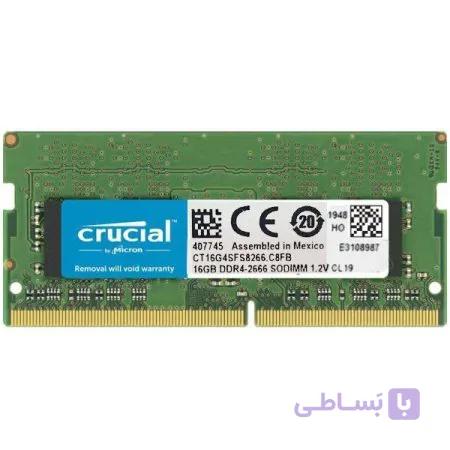 رم لپ تاپ DDR4 تک کاناله 2666 مگاهرتز CL19 کروشیال مدل CT16G4SFD8266 ظرفیت 16 گیگابایت