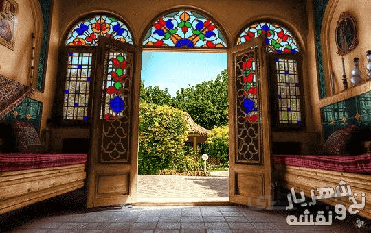 نخ و نقشه بافت تابلو فرش طرح درب سعادت کد j-298