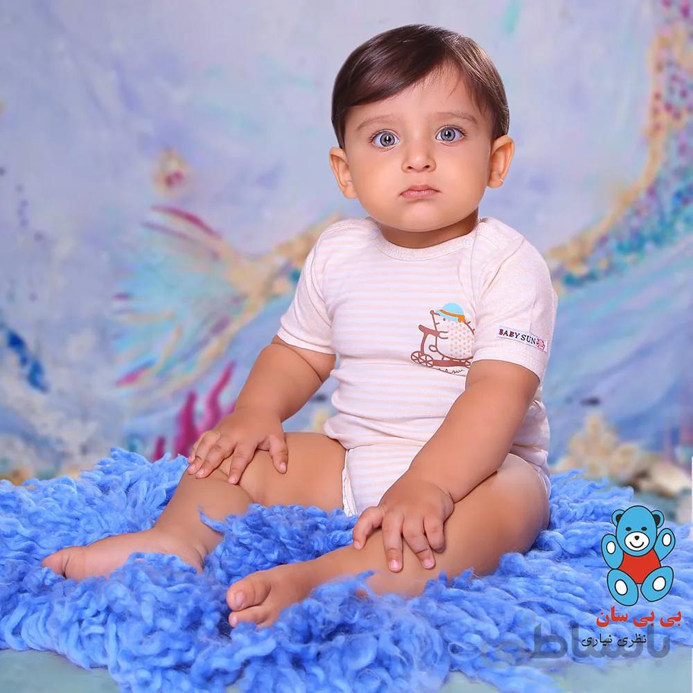 زیردکمه آستین کوتاه نوزادی بی بی سان طرح جوجه تیغی