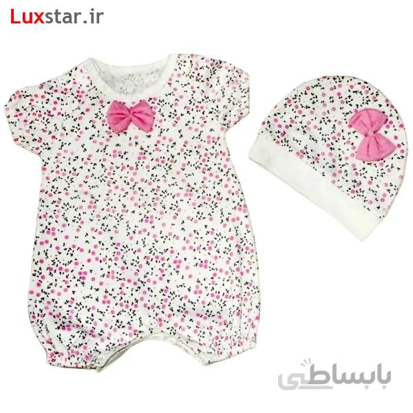 رامپر نوزادی دخترانه دو تکه گل دار ا baby cloth 1649