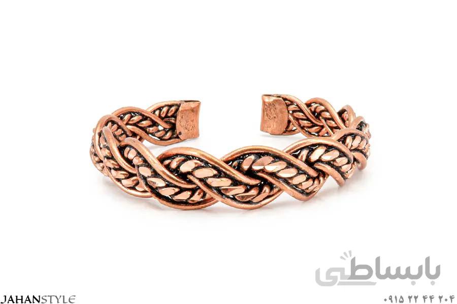 دستبند مسی طرح بافت درشت