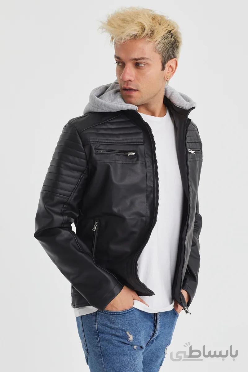 DCS COLLECTION Slim Fit Dar Kesim Kapşonlu Erkek Deri Ceket Mont 7006