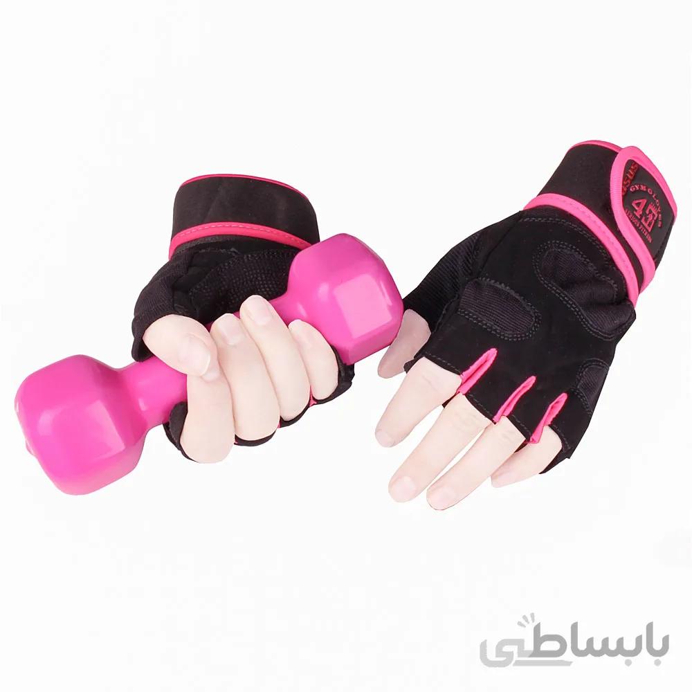 دستکش بدنسازی زنانه مچ دار کد 074