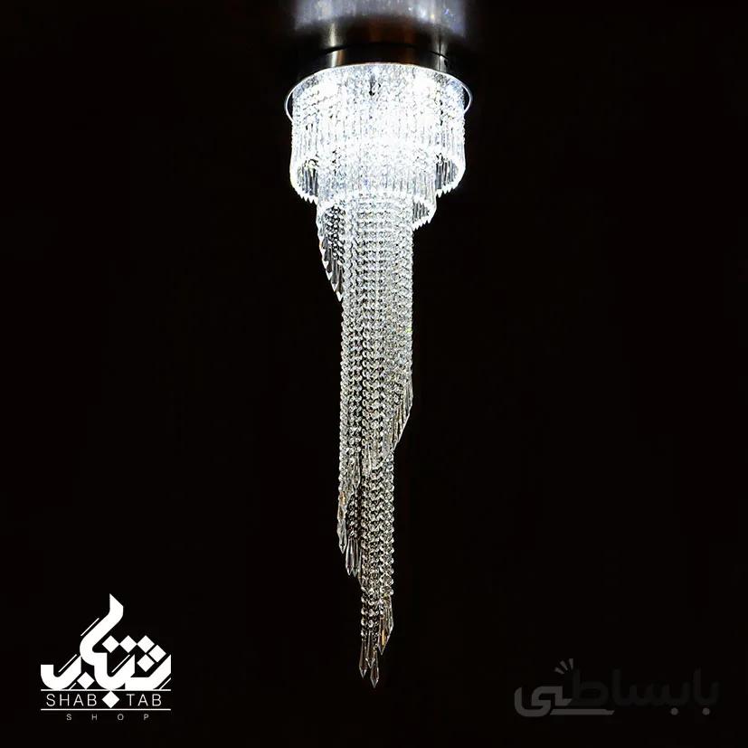 لوستر SMD کریستالی 6638 فرم 40 دایره کروم مارپیچ کد 2