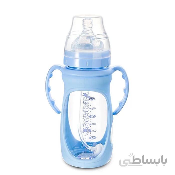 شیشه شیر پیرکس روکش دار آبی 270 میل بی بی سیل
