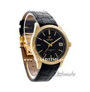 ساعت ویولت مردانه کلاسیک گرد چرمی رزگلد صفحه مشکی مدل 0462/2G
