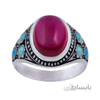 انگشتر نقره مردانه مدل یاقوت کد AM_045