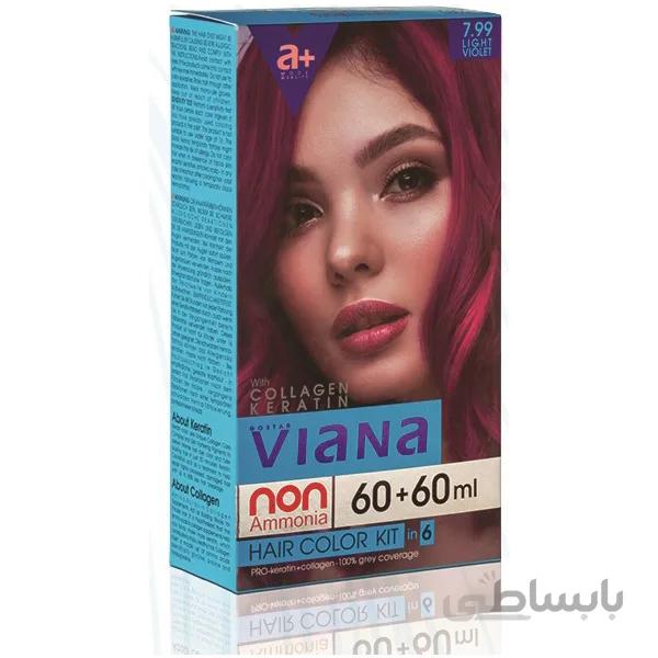 کیت رنگ مو ویانا (Viana) شماره 7/99 (شرابی روشن) حجم 120 میل
